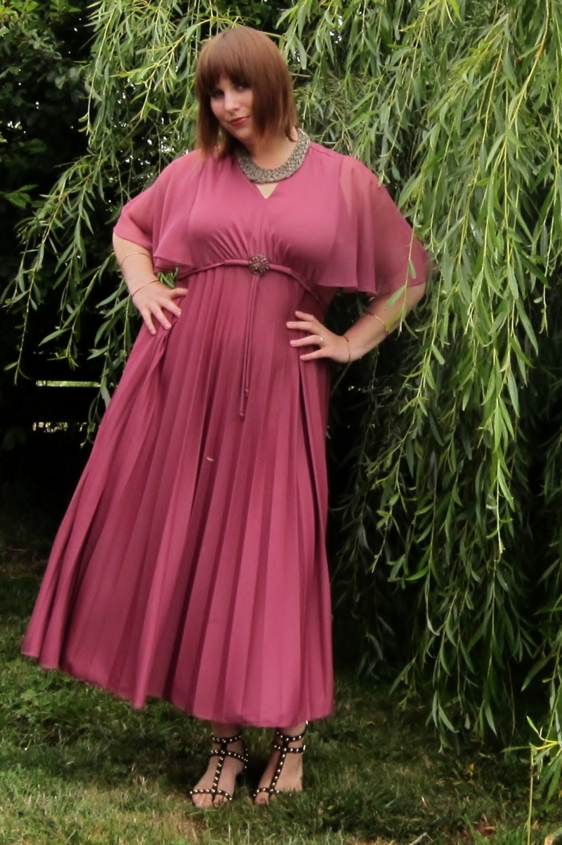 mauve maxi dress from the '70s